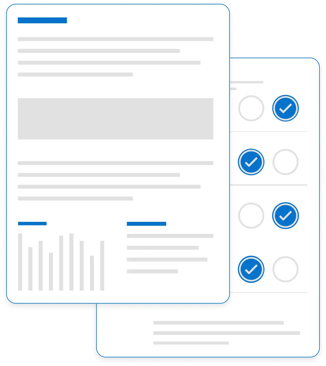 Mockup de documentos com textos e gráficos